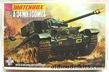 Matchbox 1/76 A-34 MK I Comet Tank with Battle Display Base, PK-72 plastic model kit